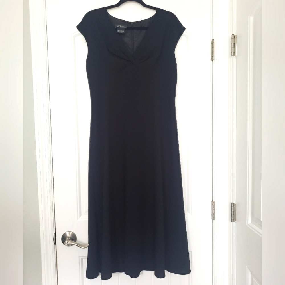 AGB Dress sz 12 black fit and flare maxi vintage made in Hong Kong classic PROM